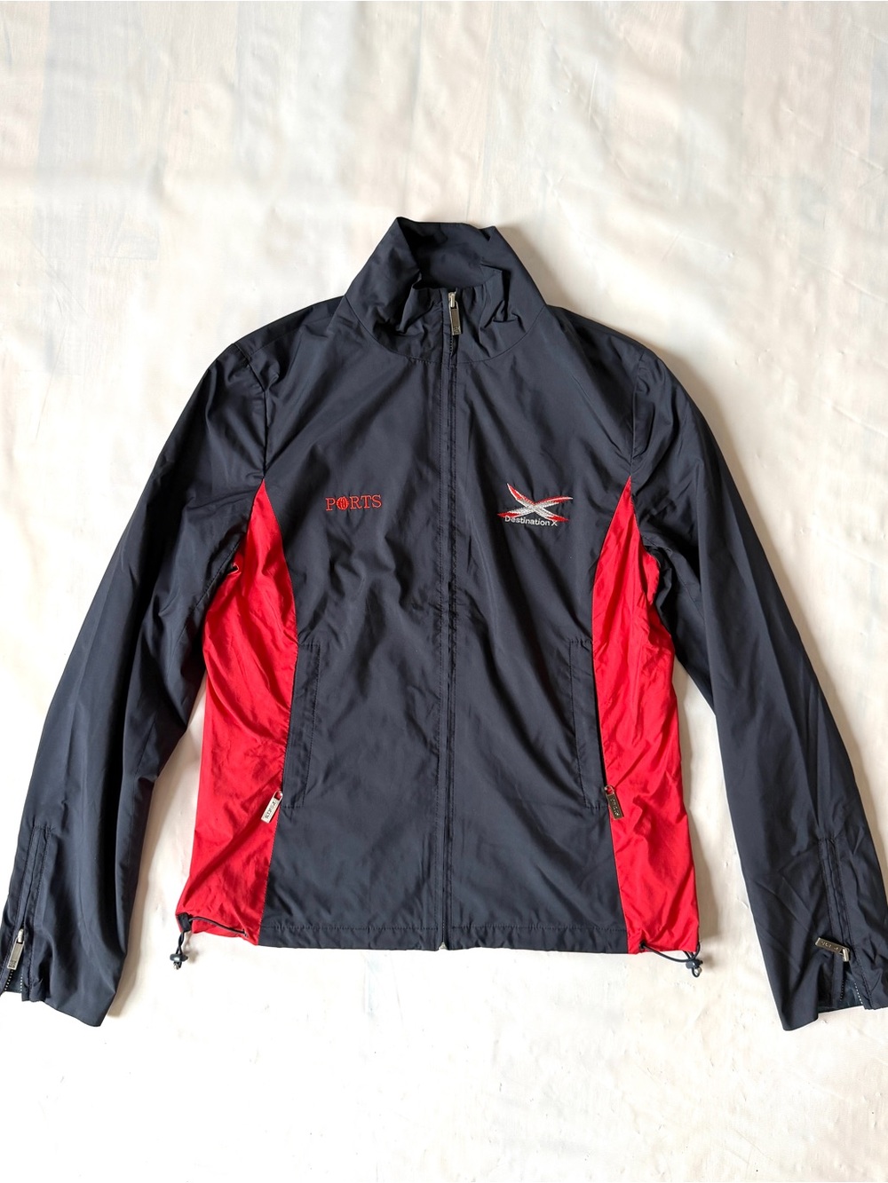 PORTS Destination X Windbreaker Jacket Full Zip Black red Women's Size XS